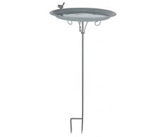 Esschert Design Grey Metal Vogeltränke, auf Stab, aus dem Material „Metall“, 35,5 x 35,5 x 107,0 cm