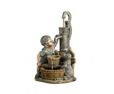 ca Steinoptik 80.5 x 37 x 22.5 cm dunkelgrau Dehner Gartenbrunnen Muro mit LED Beleuchtung Polyresin