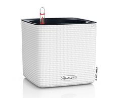 LECHUZA CUBE Color 16 Pflanzgefäß mit Erd-Bewässerungs-System, Weiß, 17 x 17 x 16 cm