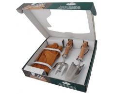 Esschert Design 3-teiliges Gartenset, bestehend aus: Gabel, Schaufel und Lederhandschuhe