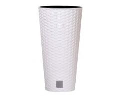 Prosperplast Blumentopf Rato Tubus (Rattanoptik, herausnehmbarer Einsatz; Ø 25cm, H: 47,6cm, 15,5l, weiß) DRTUS250-S449