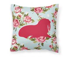 Carolines Treasures BB1017-RS-BU-PW1818 Walrus Shabby Chic Blue Roses Kissen, 45,7 x 45,7 cm, Mehrfarbig