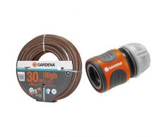 GARDENA Comfort HighFLEX Schlauch 13 mm, 30 m: Gartenschlauch mit Power-Grip-Profil, 30 bar Berstdruck & Schlauchverbinder-Satz 13 mm und 15 mm: Steckverbinder für den Schlauchanfang
