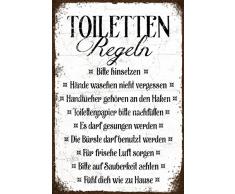 Schatzmix Toiletten Regeln Retro veraltet rostig Metal Sign deko Sign Garten Blech