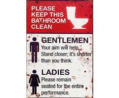 Schatzmix Toiletten Regeln Retro veraltet rostig Keep Bathroom Clean Metal Sign deko Sign Garten Blech