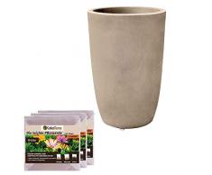 RoTaPlastes Starter-Set Kibo Pflanzvase 30 cm havana (Vase|Erde)