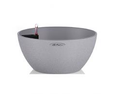 LECHUZA CUBETO Stone 30, Steingrau, Hochwertiger Kunststoff, Inkl. Bewässerungssystem, Herausnehmbarer Pflanzeinsatz, Für Innen- und Außenbereich, 13830