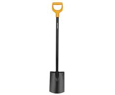 Fiskars Gärtnerspaten für weiche, steinarme Böden, Rund, Länge 117 cm, Hochwertiges Stahl-Blatt/Kunststoff-Stiel, Schwarz/Orange, Solid, 1003456