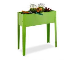Relaxdays Hochbeet, Metall, 4 Beine, Pflanzkübel, Kräuterbeet, Balkon, Terrasse, HBT: 80,5 x 81,5 x 31 cm, hellgrün