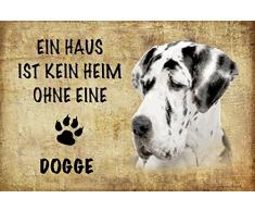 Schatzmix EIN Haus ist kein heim ohne einen Dogge Hund Metal Sign deko Schild Blech Garten