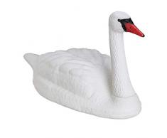 Relaxdays Gartendeko Schwan, schwimmend, zum Festbinden, Kunststoff, wetterfest, XXL Dekofigur für Teich, Garten, weiß