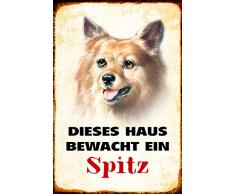 Schatzmix Dieses Haus bewacht EIN spitz Hund Metal Sign deko Schild Blech Garten