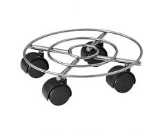 WAGNER Pflanzenroller Chrome Ø 23 x 6,5 cm I Pflanzenroller für Innenbereich, Chrom I Blumenroller aus verchromten Stahl I Kübelroller Silber-glänzend I Tragkraft 60 kg - 20093101