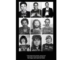 Schatzmix Wanted Elvis Cash Bowie Joplin Cobain Jagger Mugshots Metal Sign deko Schild Blech Garten