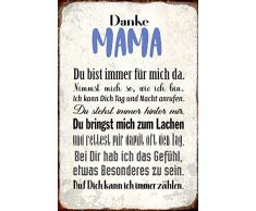 Schatzmix Danke Mama, du bist Immer für Mich da….suße Metal Sign deko Schild Blech Garten