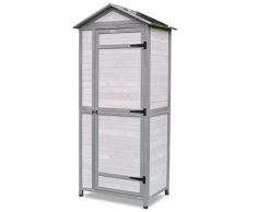 Habau Spitzdach mit Zinkblech Gartenschrank, Weiß/Grau