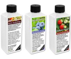 Früchte der Saison Dünger SET mit 3 Profi Flüssigdüngern für Erdbeeren, Obst & Beeren, Blaubeeren