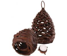 Esschert Design Laterne Tannenzapfen, Windlicht, Gartenlaterne, Balkonlaterne, inkl. Ring zum Aufhängen, klein, Höhe 16 cm, Durchmesser 10 cm
