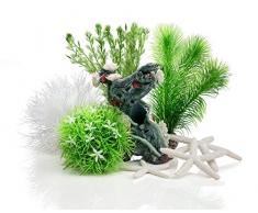 Oase biOrb Decor Set 15L Flower Garden - mehrteilige Aquariums-Dekoration, Komplett-Set mit Unterwasser-Accessoires, Zubehör fürs Aquarium-Becken, in Grün und Weiß