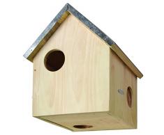 Esschert Design Futterhaus, Futterstation für Eichhörnchen mit Metalldach, DREI Eingänge, ca. 25,3 cm x 26,3 cm x 29 cm