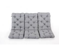 Ambientehome 90346 Dicke Auflage Stuhlkissen mit Rückenteil Sesselauflage Hochlehner 3-er Set, schwarz / grau
