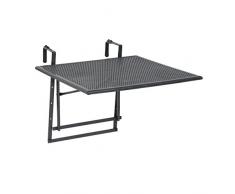 greemotion Balkonhängetisch Toulouse XL in Anthrazit-Grau - Balkontisch zum Einhängen aus Streckmetall & Kunststoffummantelung - Klapptisch für kleinen Balkon - Hängetisch klappbar & witterungsbeständig - Outdoor-Tisch 70 x 88 x 79 cm