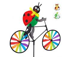 Relaxdays Windrad Marienkäfer, Gartenstecker in tierischem Design, Kinder, Balkon oder Terrasse, 85 cm hoch, Mehrfarbig