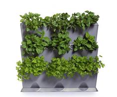 Minigarden Vertical 1 Set für 9 Pflanzen, erweiterbarer vertikaler Garten im Baukastensystem, freistehend am Boden aufstellbar oder zur Wandmontage (Grau)