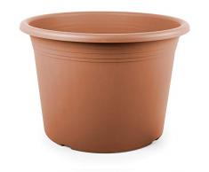 Floralo Blumentopf Cilindro rund, 60 cm Durchmesser x 42 cm, terracotta, wetterfestes Pflanzgefäß aus UV-beständigem Kunststoff, braun 1x