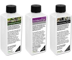 Orchideenhaus Dünger Set mit 3 Profi Flüssigdüngern für kleine und große Orchideenarten