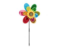 Relaxdays, bunt Windrad Blume, dekorativer Blumenstecker, Gartendeko für Balkon oder Terrasse, HBT 74,5 x 37,5 x 14 cm, 1 Stück