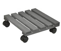 WAGNER Pflanzenroller Nature 29 x 29 cm I Pflanzenroller für Innenbereich, Kiefer anthrazit I Blumenroller aus FSC-Massivholz I Kübelroller aus Holz I Tragkraft 100 kg I Made in EU – 20015901