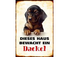 Schatzmix Dieses Haus bewacht EIN dackel Dachshund Metal Sign deko Schild Blech Garten