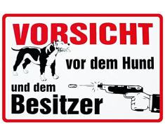 Schatzmix Vorsicht vor dem Hund und dem Besitzer Metal Sign deko Sign Garten Blech