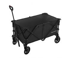 SONGMICS Bollerwagen, aluminium, bis 150 kg belastbar, faltbarer Bollerwagen für den Garten, strandwagen, Transportwagen, mit 4 Rollen, Stahlbremsen, vom TÜV Rheinland geprüft, schwarz GHT02BK