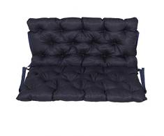 Bankauflage mit Rückenteil Sitz und Rückenkissen mit Bänder ca. 100x98 cm Polsterauflage dunkelgrau