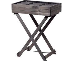 dobar 58500e Faltbares Hochbeet mit 9 separaten Pflanzbereichen, Kräuterbeet inkl. Pflanzfolie, 58 x 38 x 75 cm, Kiefer, grau