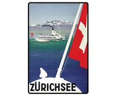 Schatzmix Urlaub Zürichsee Metallschild Wanddeko 20x30 cm tin Sign Blechschild, Mehrfarbig