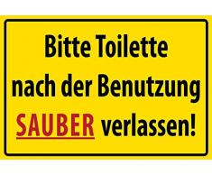 Schatzmix Bitte Toilette nach der Benutzung Sauber verlassen! Gelbe Schild Metal Sign deko Sign Garten Blech