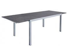 greemotion Ausziehtisch Monza silber/Spraystone, Esstisch für In- und Outdoor, ausziehbarer Gartentisch, Stahltisch mit Spraystone-Glasplatte, Maße ca. 160/220 x 90 x 75 cm
