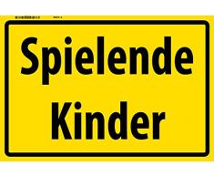 Schatzmix Spielende Kinder Warnschild Metal Sign deko Schild Blech Garten