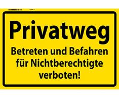 Schatzmix Privatweg warnungs Schild gelb Metal Sign deko Schild Blech Garten
