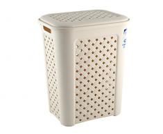 Tontarelli Arianna Wäschekorb, gelochtes Modell, Kunststoff, Beige, 50 Liter