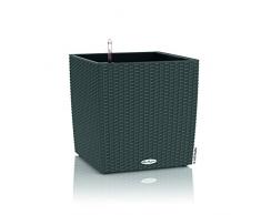 LECHUZA CUBE Cottage 30 Pflanzgefäß mit Erd-Bewässerungs-System, Granit, 30 x 30 x 30 cm