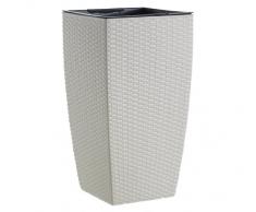 Dehner Pflanztopf mit Bewässerungssystem, ca. 57 x 30 x 30 cm, Polyrattanoptik, weiß
