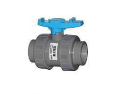 Aquaforte PVC Kugelhahn mit beidseitigen Überwurf, Ø 32 mm Klebemuffe