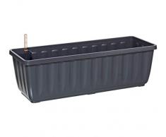 Dehner Blumenkasten Aqua-Flor Plus mit Bewässerungssystem, ca. 58.5 x 22 x 19 cm, Kunststoff, anthrazit