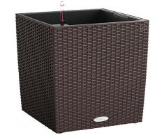 LECHUZA CUBE Cottage 50 Pflanzgefäß mit Erd-Bewässerungs-System, Mokka, 50 x 50 x 50 cm