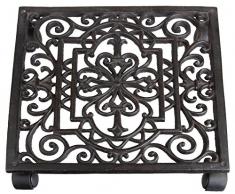 Esschert Design Pflanzenroller, Blumenroller im Antik Stil, quadratisch, ca. 30 cm x 30 cm