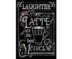 Schatzmix Laughter und Latte Are The Best Medicine Metal Sign deko Sign Garten Blech